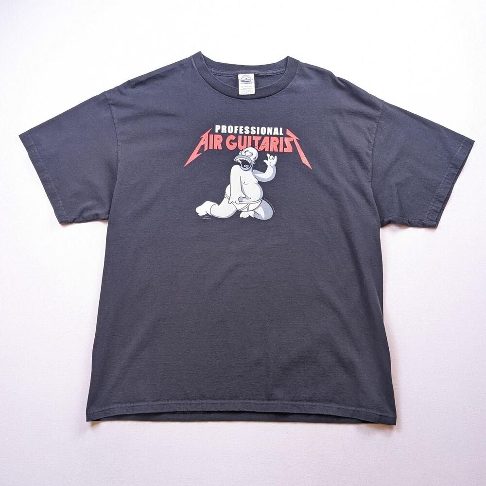 Y2K Simpsons Metallica Parody Black Tshirt Homer Size XL